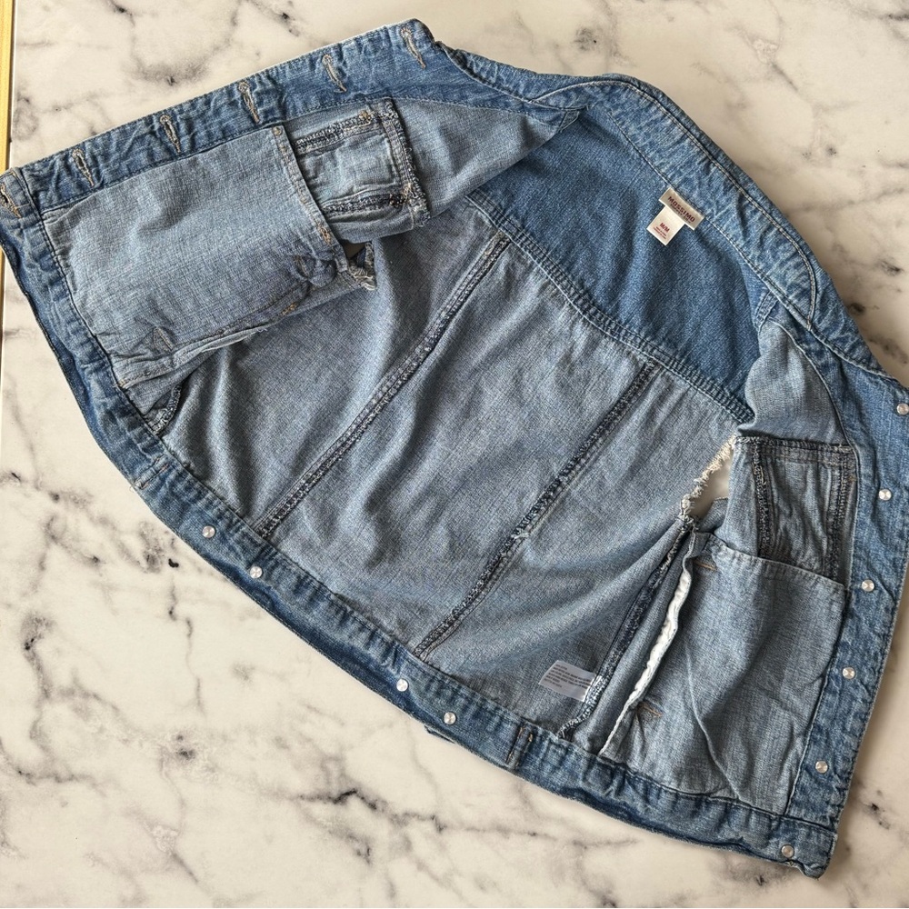 Mossimo Distressed 90s Denim Blue Jean Button-up Cropped Vest Size Medium - Picture 6 of 9